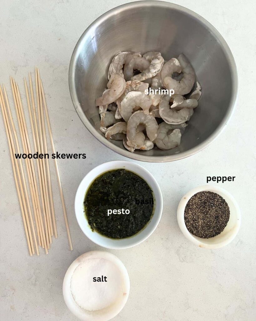 Ingredients needed for Grilled Shrimp Kabobs. 