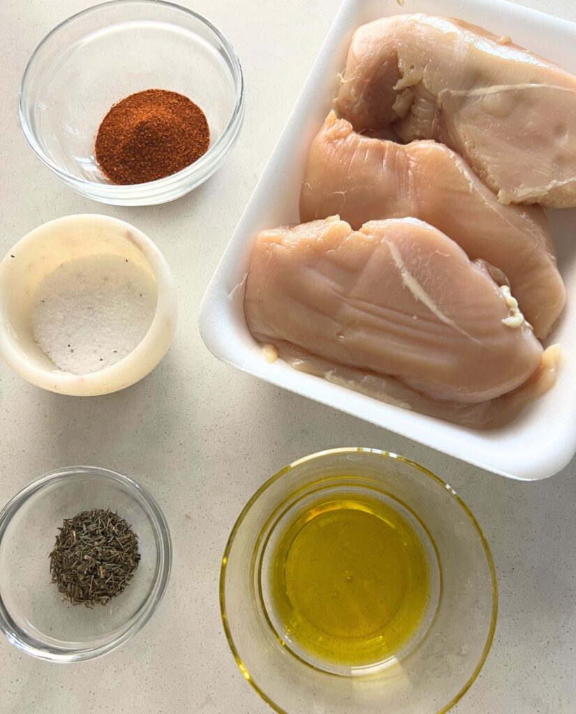 Ingredients needed for Blackstone Chicken Breasts. 