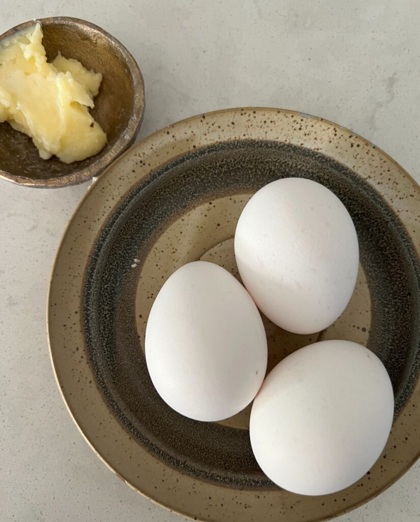 Ingredients needed for Blackstone Scrambled Eggs. 