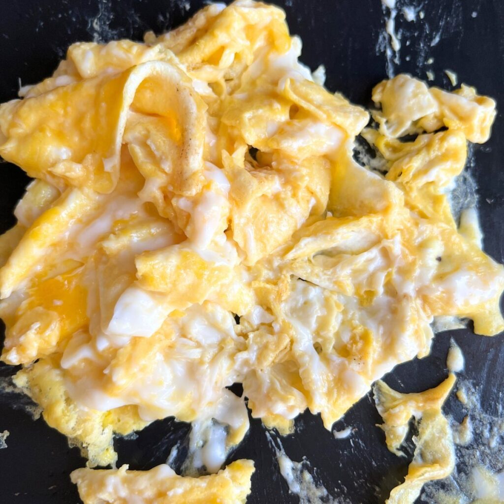 Scrambled Eggs on a Blackstone griddle. 